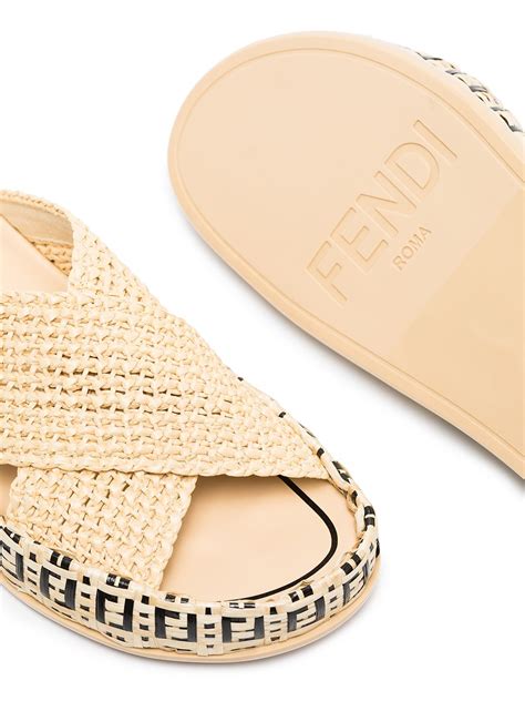 fendi woven crisscross slide sandals|Fendi FF Woven Crisscross Slide Sandals .